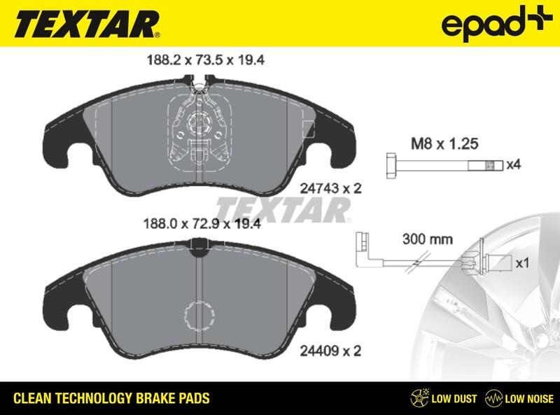 Textar 2474301CP - Тормозные колодки, дисковые, комплект autospares.lv