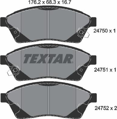 Textar 2475001 - Тормозные колодки, дисковые, комплект autospares.lv