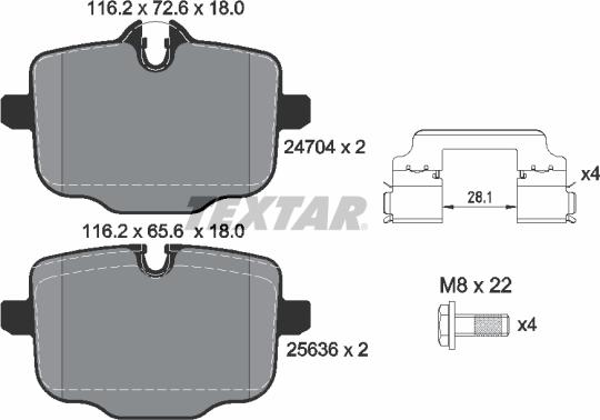 Textar 2470401 - Тормозные колодки, дисковые, комплект autospares.lv