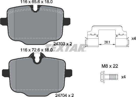 Textar 2470301 - Тормозные колодки, дисковые, комплект autospares.lv