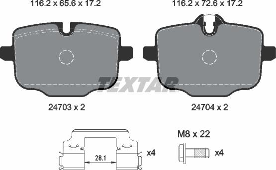 Textar 2470303 - Тормозные колодки, дисковые, комплект autospares.lv