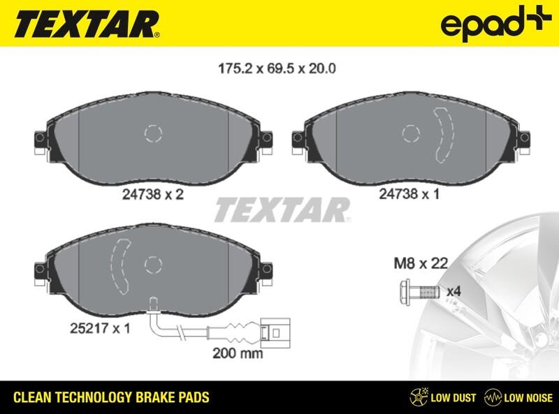 Textar 2473803CP - Тормозные колодки, дисковые, комплект autospares.lv