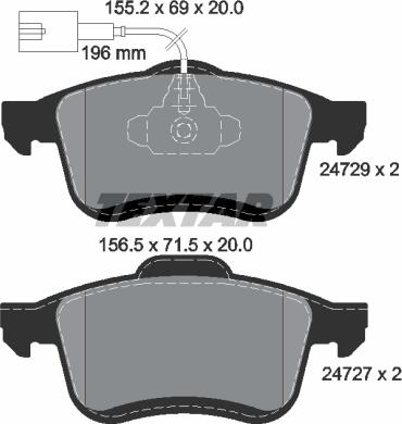 Textar 2472901 - Тормозные колодки, дисковые, комплект autospares.lv