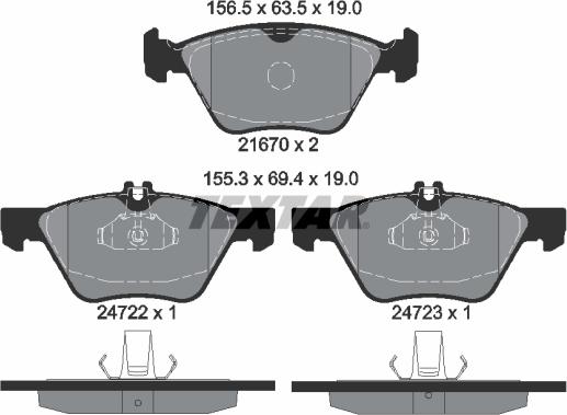 Textar 2472201 - Тормозные колодки, дисковые, комплект autospares.lv