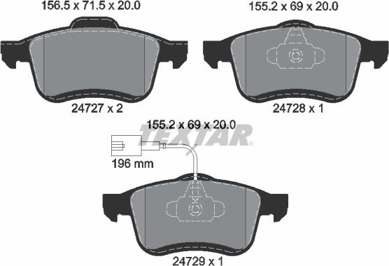 Textar 2472701 - Тормозные колодки, дисковые, комплект autospares.lv