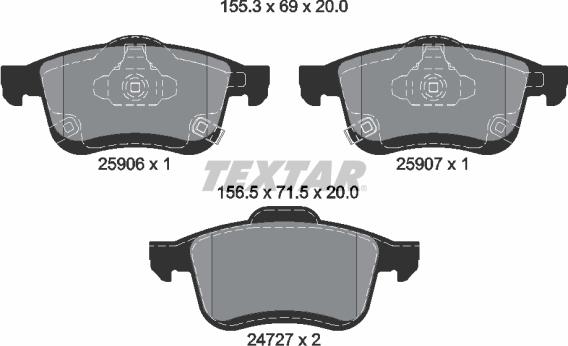 Textar 2590601 - Тормозные колодки, дисковые, комплект autospares.lv