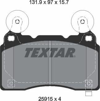 Textar 2591501 - Тормозные колодки, дисковые, комплект autospares.lv