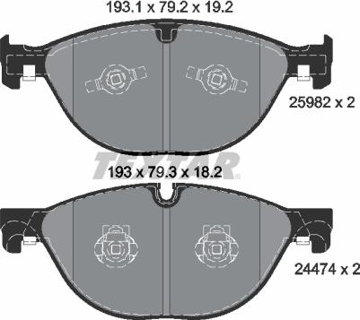 Textar 2598201 - Тормозные колодки, дисковые, комплект autospares.lv