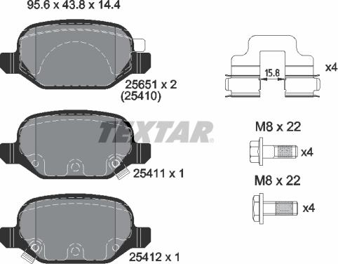 Textar 2541001 - Тормозные колодки, дисковые, комплект autospares.lv