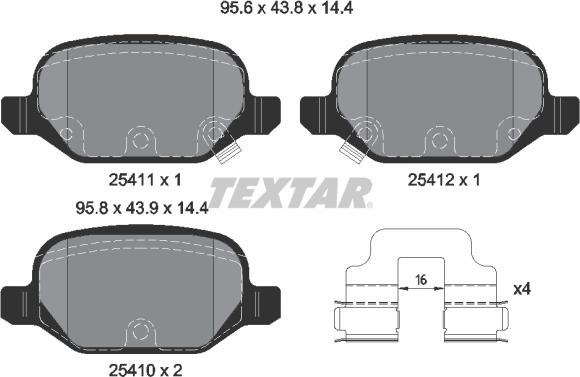 Textar 2541101 - Тормозные колодки, дисковые, комплект autospares.lv