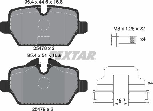 Textar 2547801 - Тормозные колодки, дисковые, комплект autospares.lv