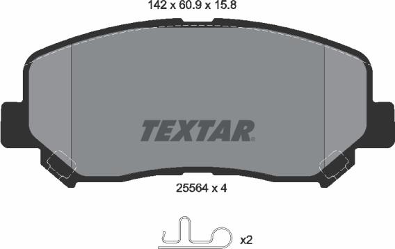 Textar 2556401 - Тормозные колодки, дисковые, комплект autospares.lv