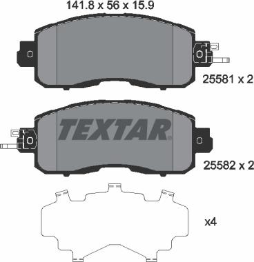 Textar 2558101 - Тормозные колодки, дисковые, комплект autospares.lv