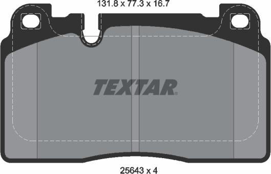 Textar 2564305 - Тормозные колодки, дисковые, комплект autospares.lv