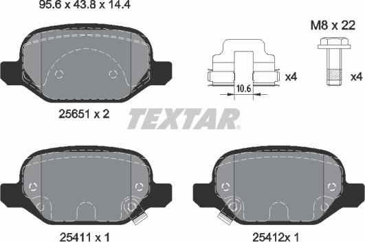 Textar 2565101 - Тормозные колодки, дисковые, комплект autospares.lv