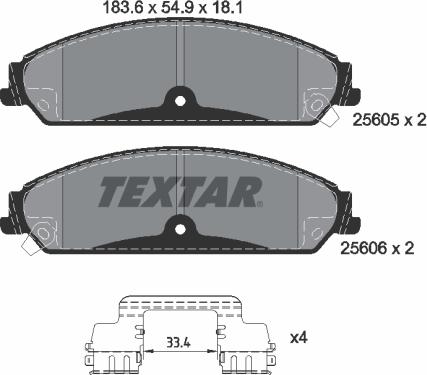 Textar 2560501 - Тормозные колодки, дисковые, комплект autospares.lv