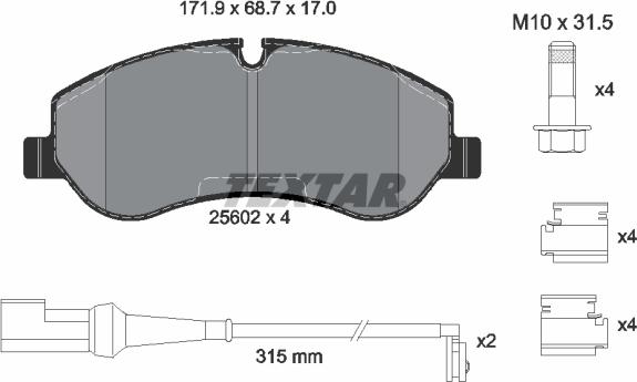 Textar 2560201 - Тормозные колодки, дисковые, комплект autospares.lv