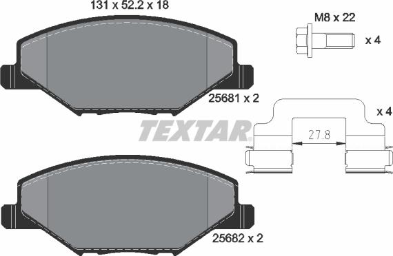 Textar 2568101 - Тормозные колодки, дисковые, комплект autospares.lv