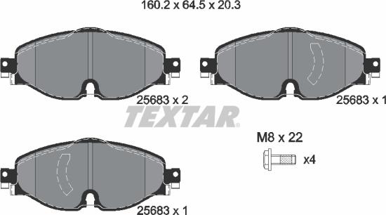 Textar 2568303 - Тормозные колодки, дисковые, комплект autospares.lv