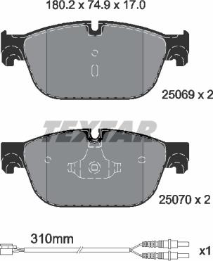 Textar 2506901 - Тормозные колодки, дисковые, комплект autospares.lv