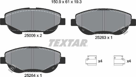 Textar 2500601 - Тормозные колодки, дисковые, комплект autospares.lv