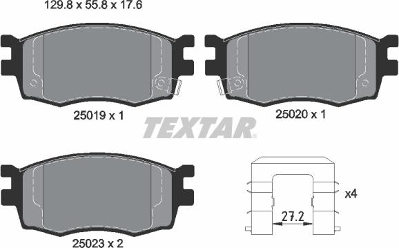 Textar 2501901 - Тормозные колодки, дисковые, комплект autospares.lv