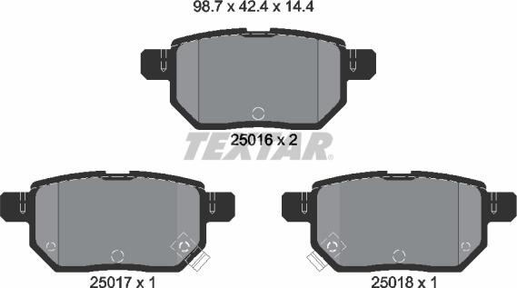 Textar 2501601 - Тормозные колодки, дисковые, комплект autospares.lv