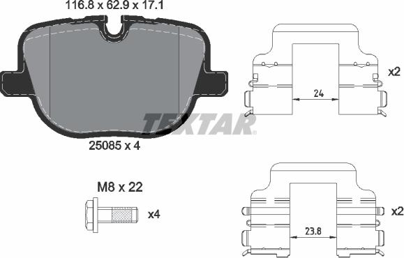 Textar 2508501 - Тормозные колодки, дисковые, комплект autospares.lv