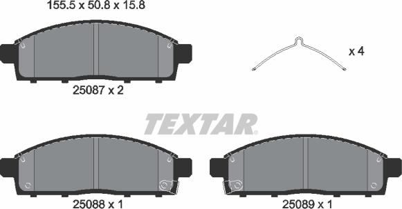 Textar 2508703 - Тормозные колодки, дисковые, комплект autospares.lv