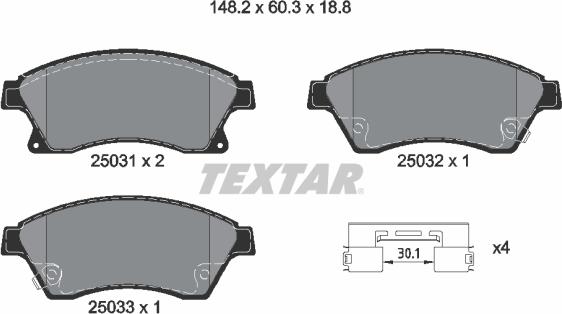 Textar 2503181 - Тормозные колодки, дисковые, комплект autospares.lv