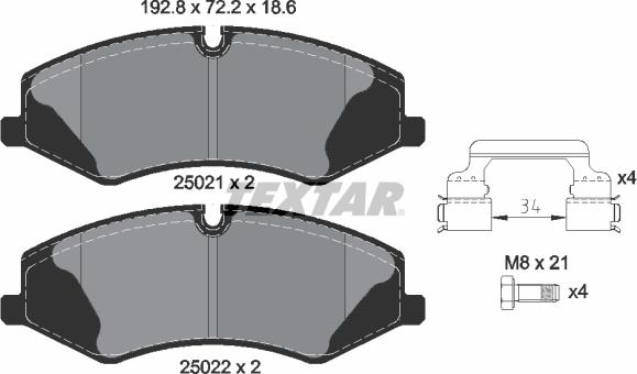 Textar 2502101 - Тормозные колодки, дисковые, комплект autospares.lv