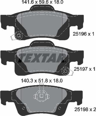 Textar 2519601 - Тормозные колодки, дисковые, комплект autospares.lv