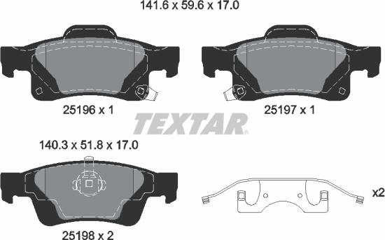 Textar 2519603 - Тормозные колодки, дисковые, комплект autospares.lv