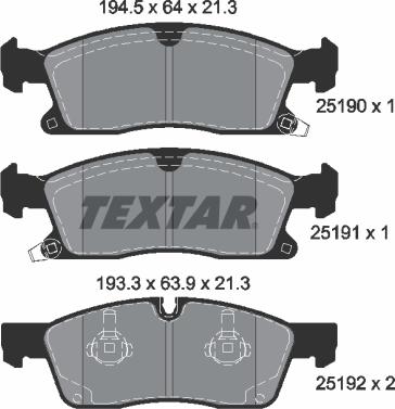 Textar 2519001 - Тормозные колодки, дисковые, комплект autospares.lv