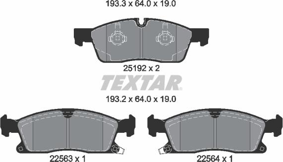 Textar 2519209 - Тормозные колодки, дисковые, комплект autospares.lv