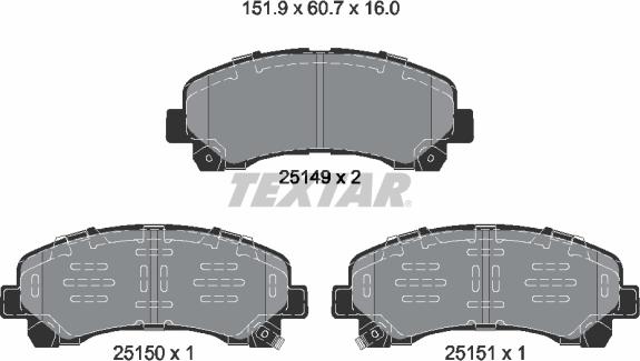 Textar 2514904 - Тормозные колодки, дисковые, комплект autospares.lv