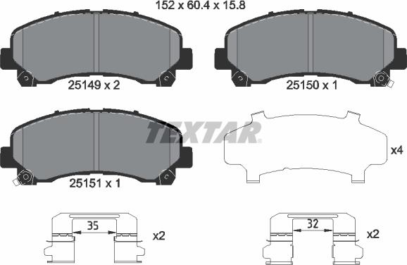 Textar 2514901 - Тормозные колодки, дисковые, комплект autospares.lv