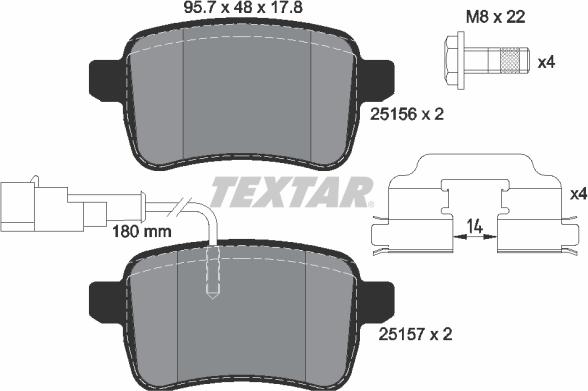 Textar 2515601 - Тормозные колодки, дисковые, комплект autospares.lv