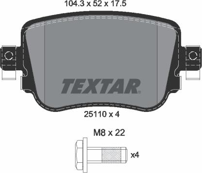 Textar 2511003 - Тормозные колодки, дисковые, комплект autospares.lv
