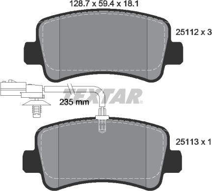 Textar 2511201 - Тормозные колодки, дисковые, комплект autospares.lv