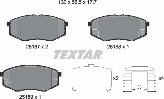 Textar 2518704 - Тормозные колодки, дисковые, комплект autospares.lv