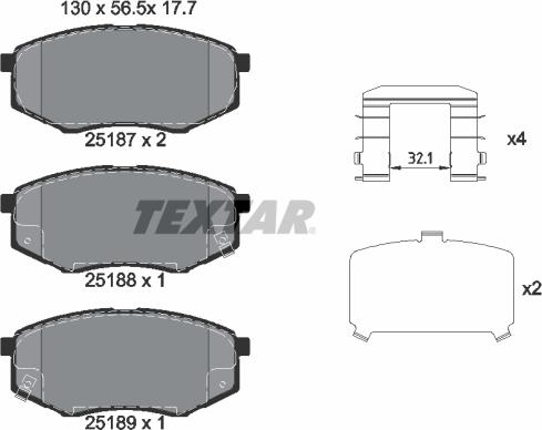 Textar 2518701 - Тормозные колодки, дисковые, комплект autospares.lv