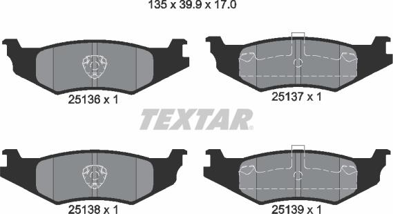 Textar 2513601 - Тормозные колодки, дисковые, комплект autospares.lv