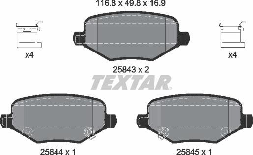 Textar 2584301 - Тормозные колодки, дисковые, комплект autospares.lv