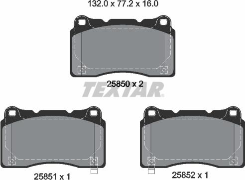 Textar 2585001 - Тормозные колодки, дисковые, комплект autospares.lv