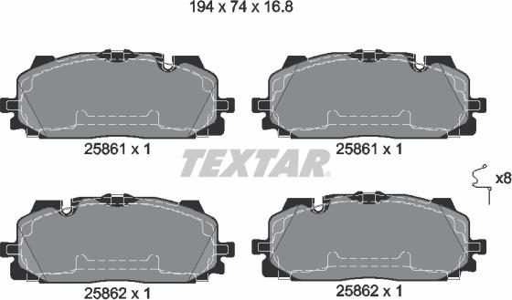 Textar 2586101 - Тормозные колодки, дисковые, комплект autospares.lv