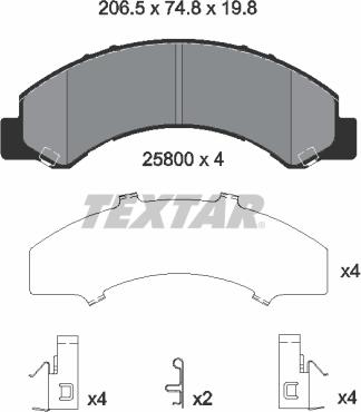 Textar 2580001 - Тормозные колодки, дисковые, комплект autospares.lv