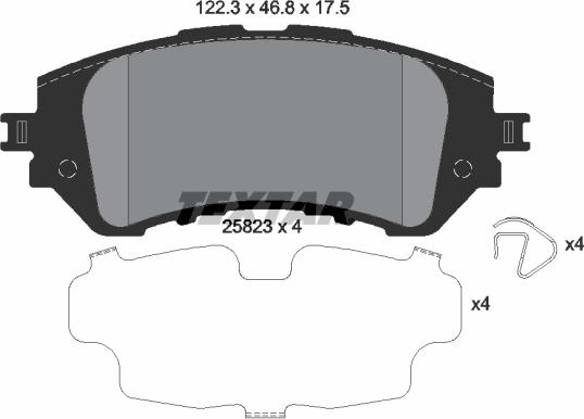 Textar 2582301 - Тормозные колодки, дисковые, комплект autospares.lv