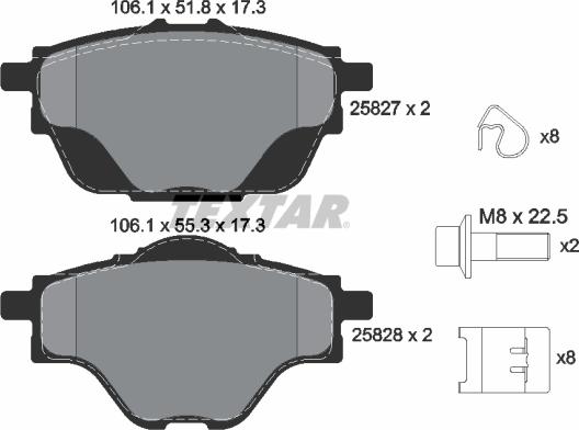 Textar 2582701 - Тормозные колодки, дисковые, комплект autospares.lv