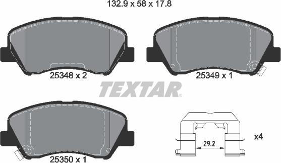 Textar 2534801 - Тормозные колодки, дисковые, комплект autospares.lv